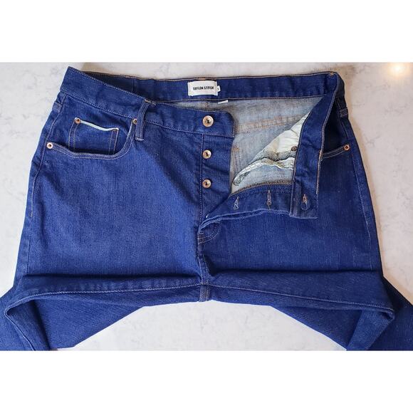 TAYLOR STITCH Democratic Button Fly Selvedge Jeans Med-Dark Blue Men's Size 35W - Picture 3 of 14